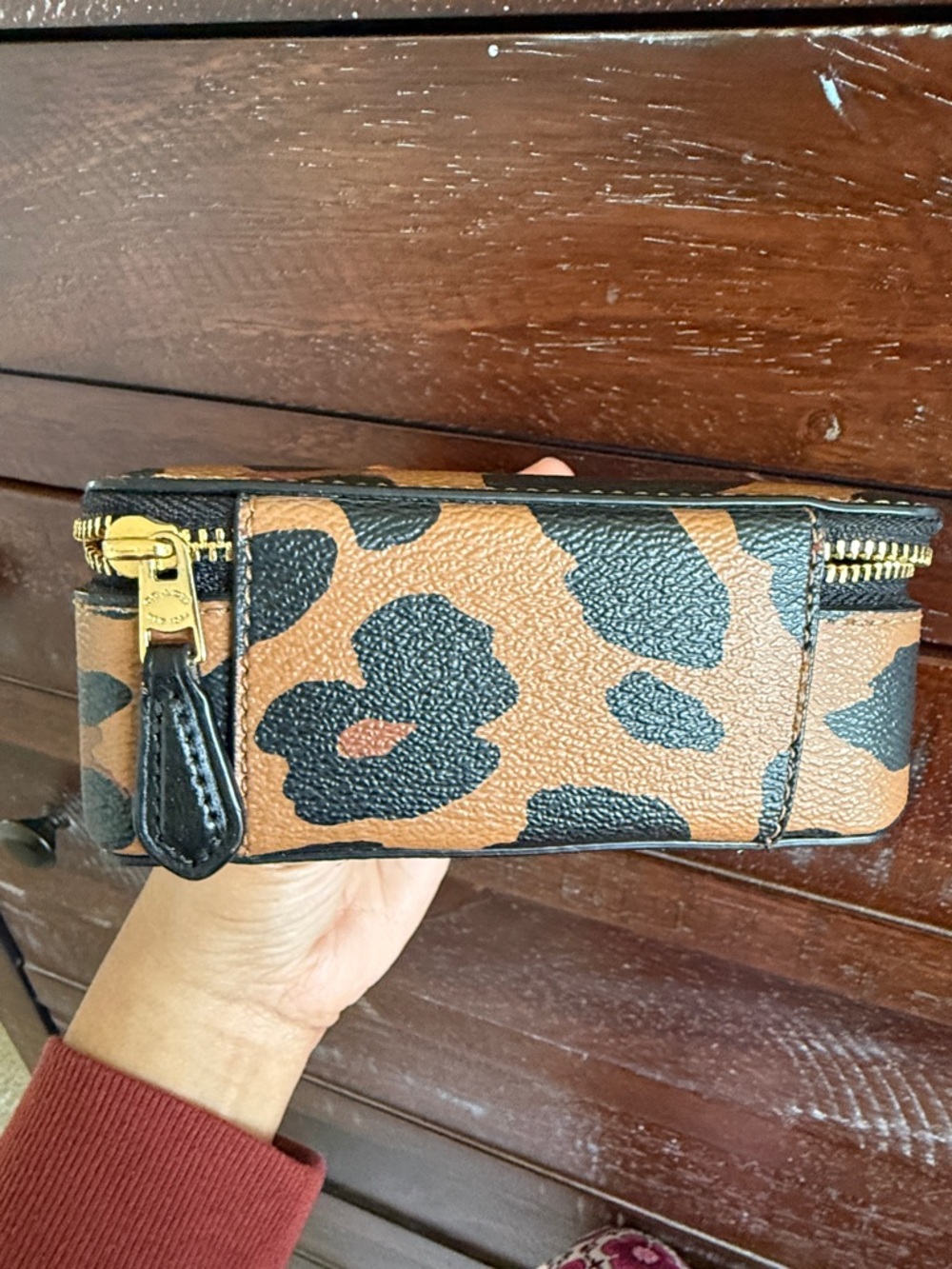 Coach Leopard Print Zip jewelry organizer - Brown & Black - Picture 6 of 15